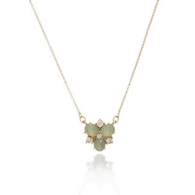 Gold tone necklace cluster pendant